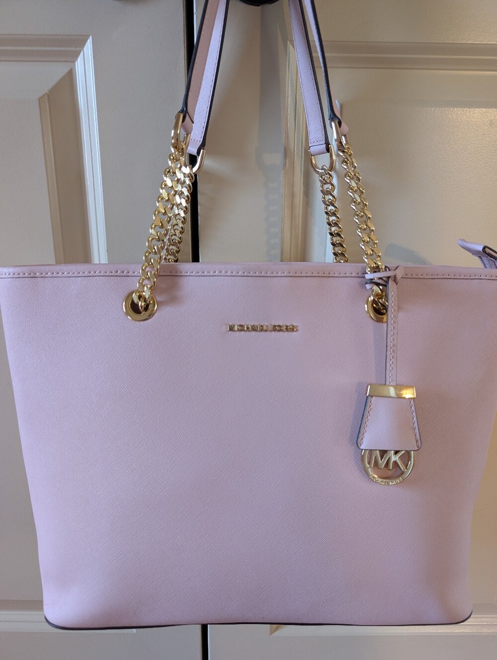 Michael Kors Light Pink Saffiano Leather Chain-Handle Tote - Picture 2 of 3